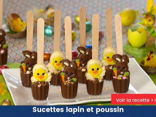 Sucettes en chocolat pour Pâques